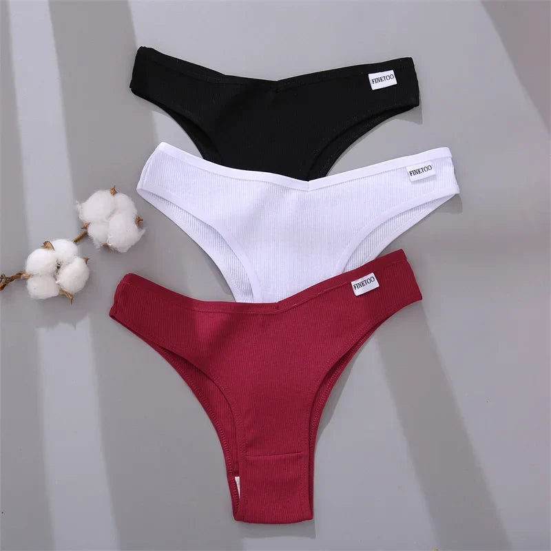 4Pcs/Set Women Cotton Brazilian Panties M-XL Low-Rise Solid Color Underwear Ladies Comfortable Underpants Girls Panty Intimates