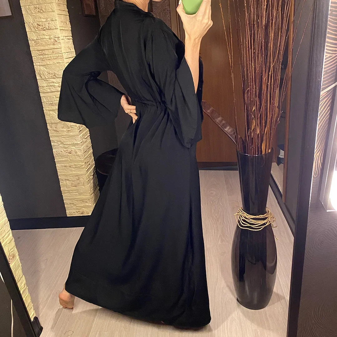New Sexy Beach Long Maxi Dress Women Beach Cover Up Tunic Pareo White V Neck Dress Robe Swimwear Cover Up Bikini Beachwear V2623