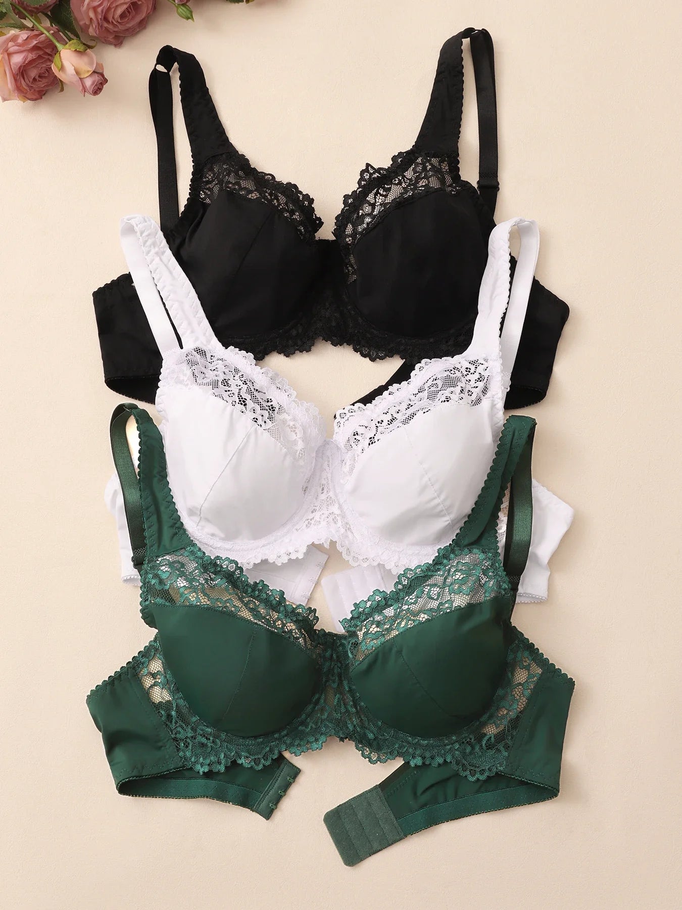 Elegant Womens Lace Bra Hollow Out Design Underwire Support Sexy Lingerie BH Tops Underwear  Plus Size A B C D E Cup