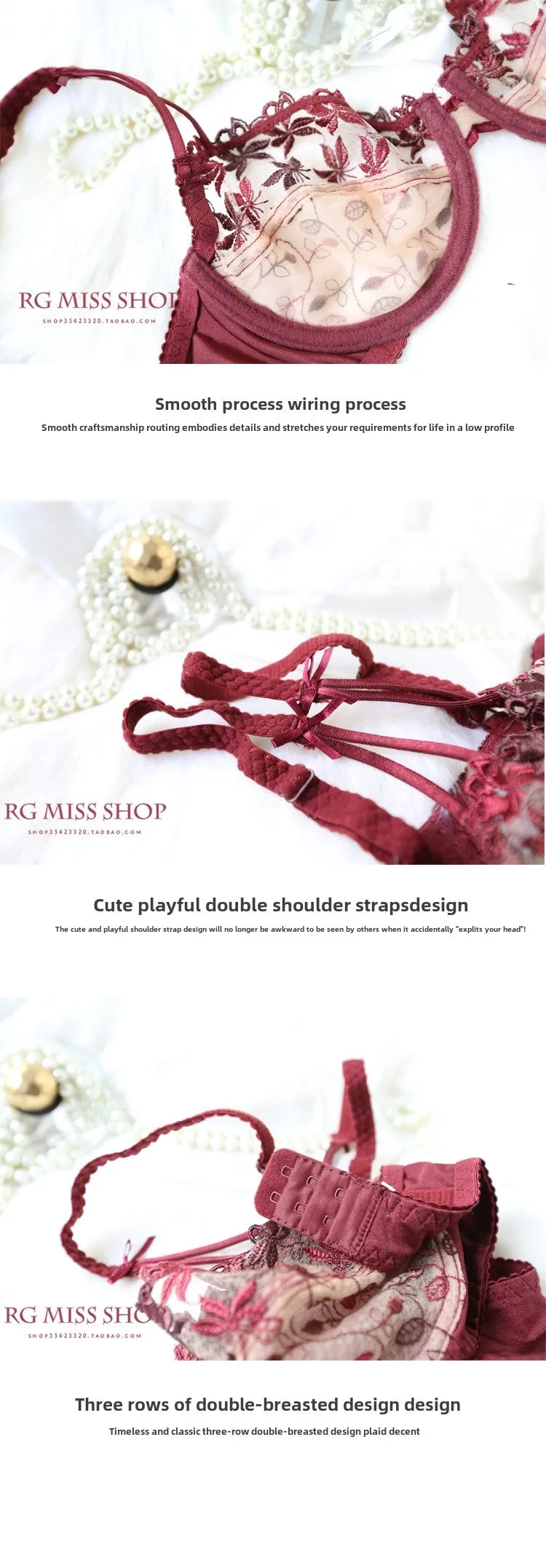 MOYISU Pure Desire Victoria Thin Bra Set Lace Mesh Red Beautiful Back Sex Underwear Hold Up with Underwire Transparent Bra Woman
