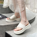 Women's Thick Heel Sandals Summer New Style  Trendy Toe Covering Flat Sandals Simple Design Rubber Sole