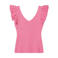 Fashionable Casual V-neck Flutter Sleeve Knit Top Women Ruffle Sleeve V Neck Knit Tank Top Sleeveless Slim Fit Casual Style C66D