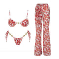 Floral 3Pcs Bikinis Sexy Women Swimsuits Female Push Up Swimwear Micro Bikini Set Bathingsuit Swim Suit Beachwear Print Biquini