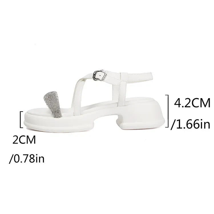 Summer High Heel Sandals Women's Outdoor Wear Thick Bottom Lightweight Trendy Small Size Beach Shoes Korean Style Footwear