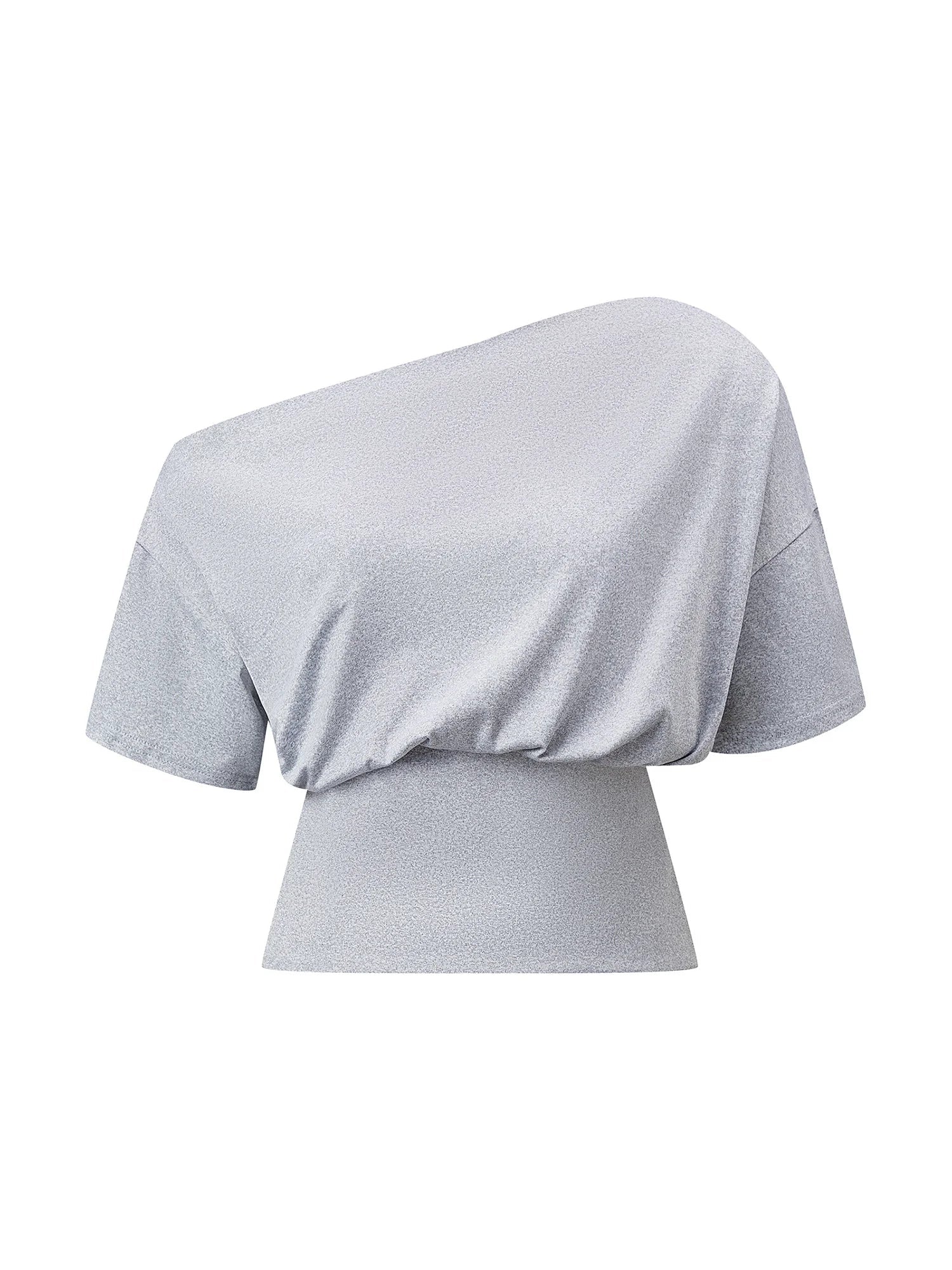 Women's Cinched Waist Blouse Tops Fashion Stylish Off Shoulder Short Sleeve Solid Color Shirts Summer Elegant Shirts Streetwear