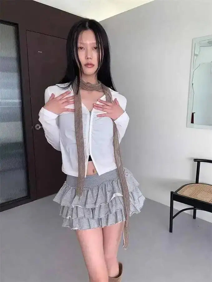 Sweet And Spicy Ballet F-length Skirt With Elastic Waist And Lace Hem Flared Cake-aped Ort Skirt For Young Women 8PO5