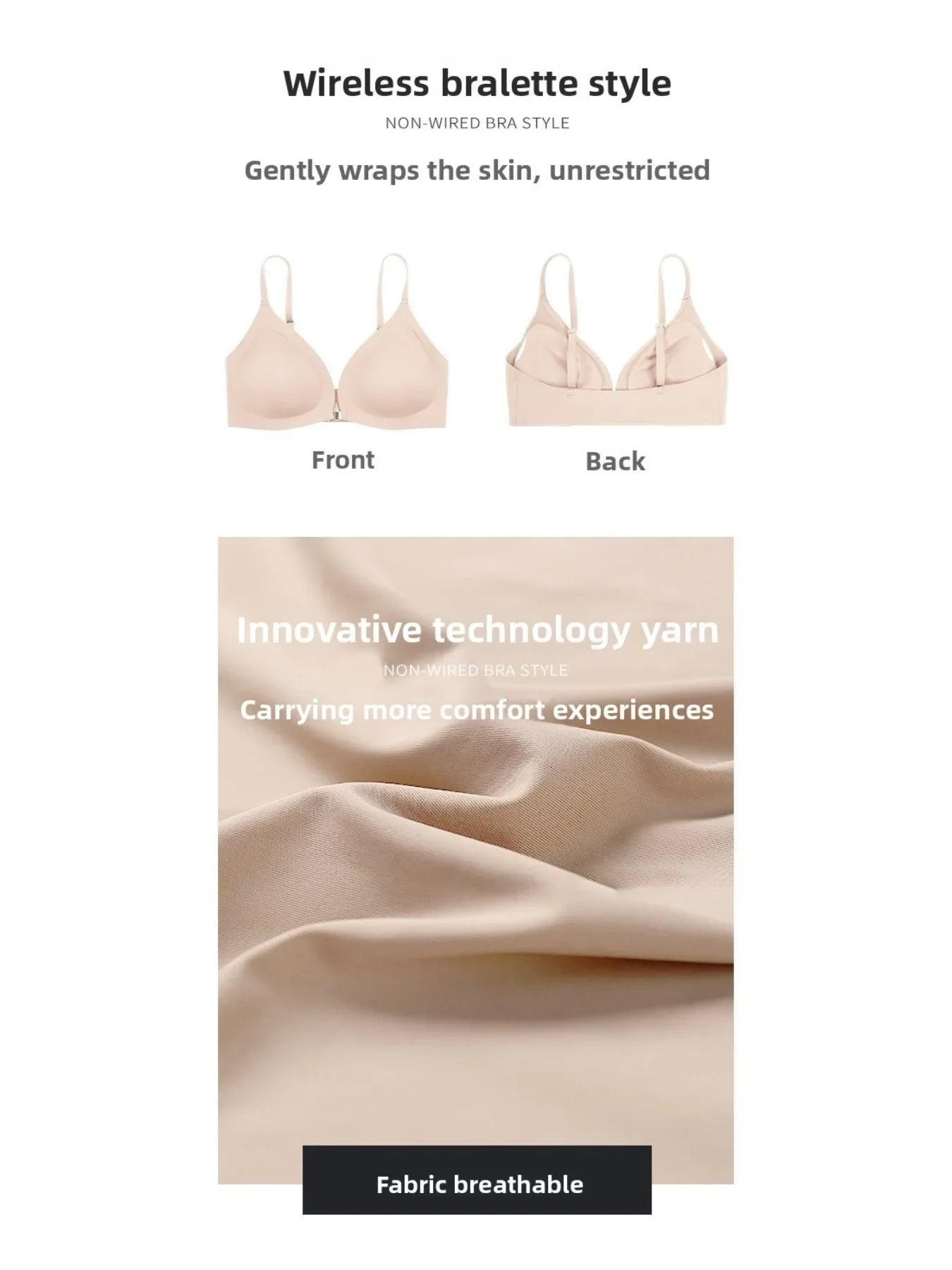 7 Pack Women's Sexy Bra Panties Set Front Closure Seamless Push-Up Wireless with Removable Padding Basic T-Shirt Lingerie