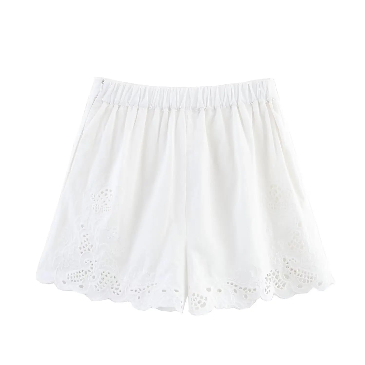 Foridol White Cotton Shorts Set Outfits Women Hollow Out Embroidery Two Pieces Set Outfits Shirt Shorts Matching Set Summer