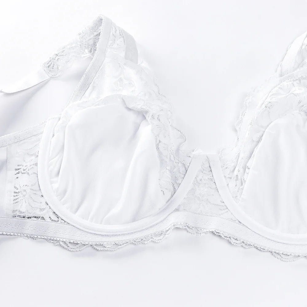 Plus Size E F G H I Cup Womens Bra Lace Brassiere Support Underwire Mesh Thin Large Adjusted-straps BH