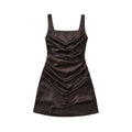 Square Neck Camisole Dress For Women With Back Cross Straps Slim Fit Ruched Waist Boned Mini Skirt Pure Desire Dress Casual 0VNB