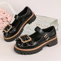 Crystal Buckle Platform Mary Jane Shoes Women Plus Size 43 Thick Sole Pu Leather Shoes Woman Ankle Strap Round Toe Pumps Female