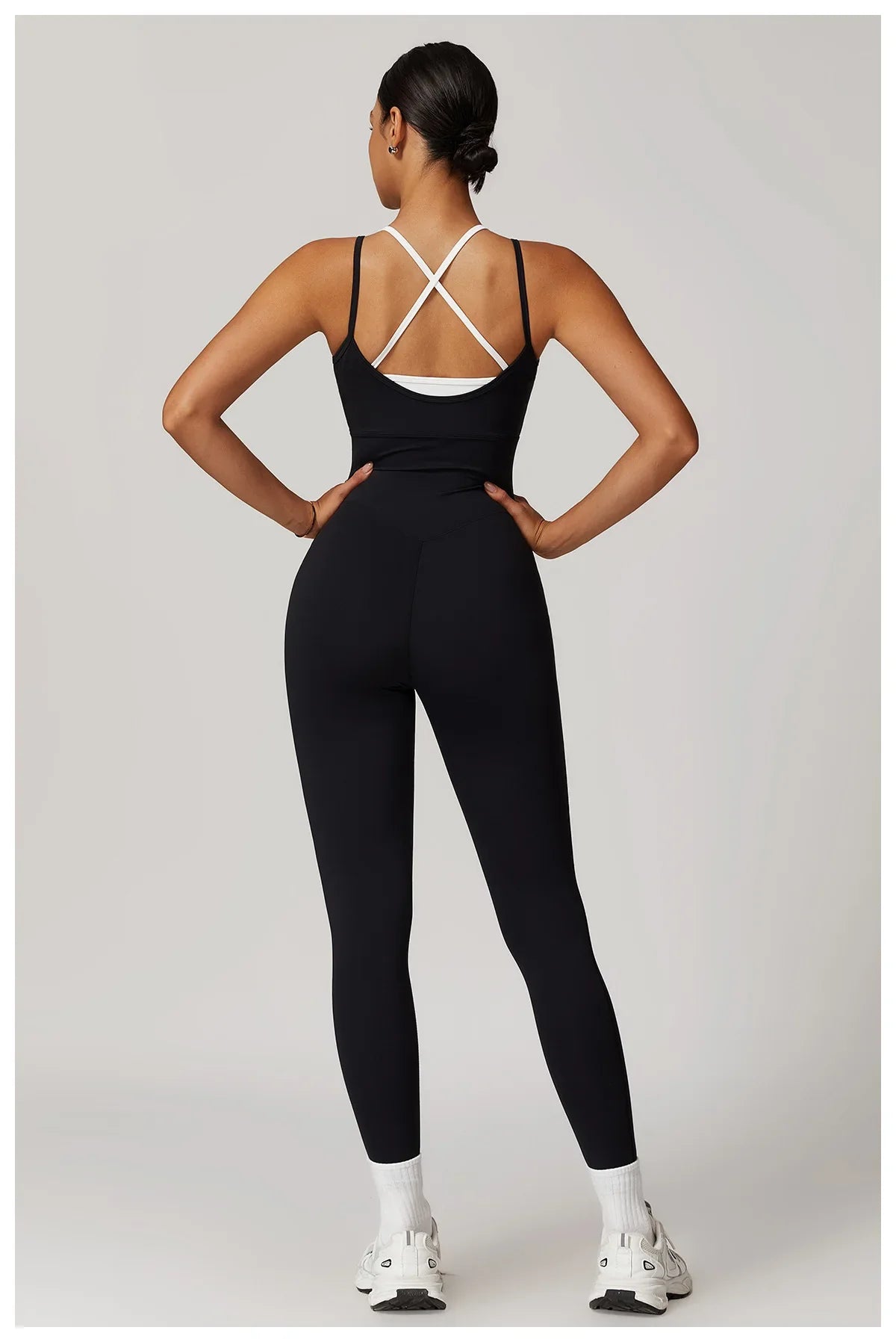 Yoga Jumpsuit Fake two color contrast halter sport jumps Women Push Up Gym Fitness Overalls Sport Outfit Sportswear Clothes 8843