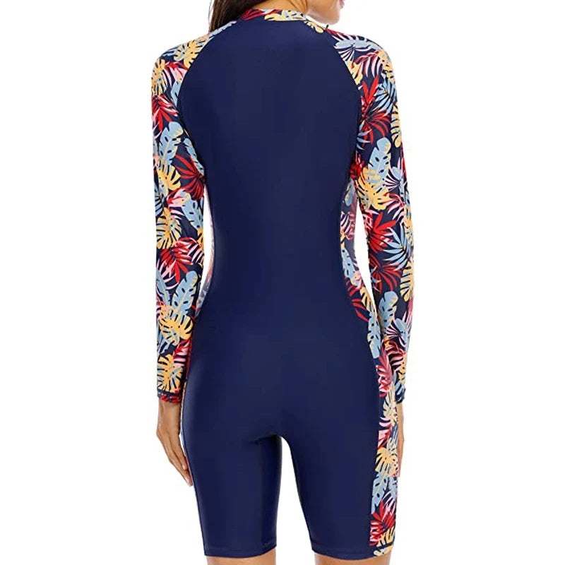 Women's Long Sleeve Rashguard Swimsuit One Piece pro Sports 2025 Femme Swimwear Boyleg Knee-Length Surf Beach Wear Bathing Suit