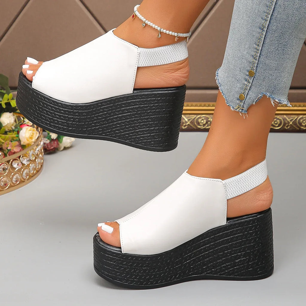 Fish Mouth Leopard Fashion Casual Wedge Heel Slippers for Women's 2026 Summer New Open Toes Breathable Comfortable Beach Sandals