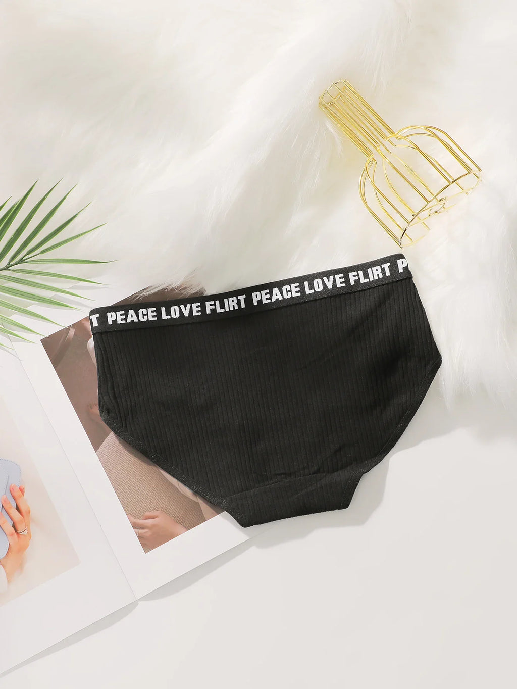 Women's High Waist Panties  Letter Elastic Waistband Soft Ribbed Fabric Comfortable Briefs for Daily Wear women bra K2809