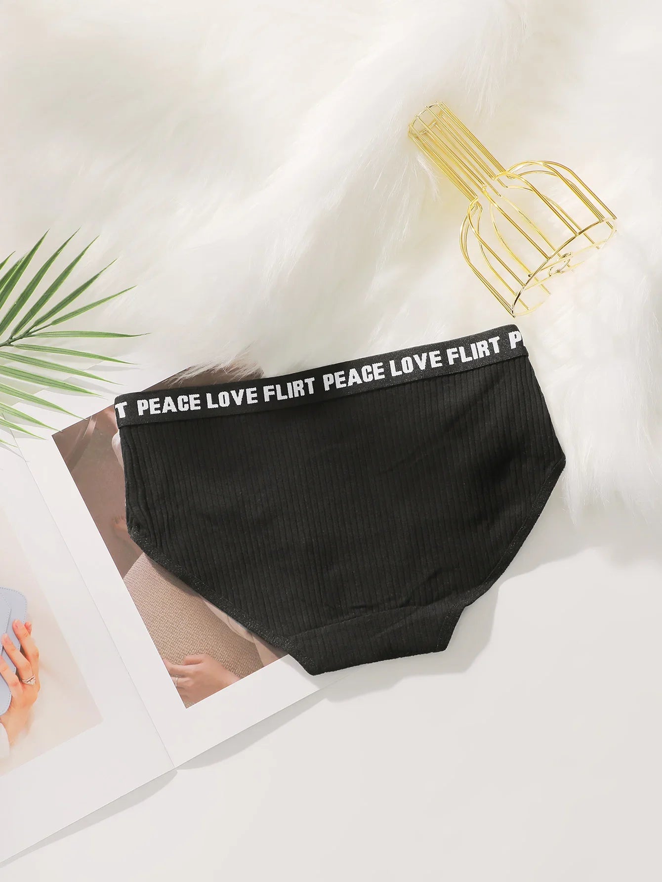 Women's High Waist Panties  Letter Elastic Waistband Soft Ribbed Fabric Comfortable Briefs for Daily Wear women bra K2809