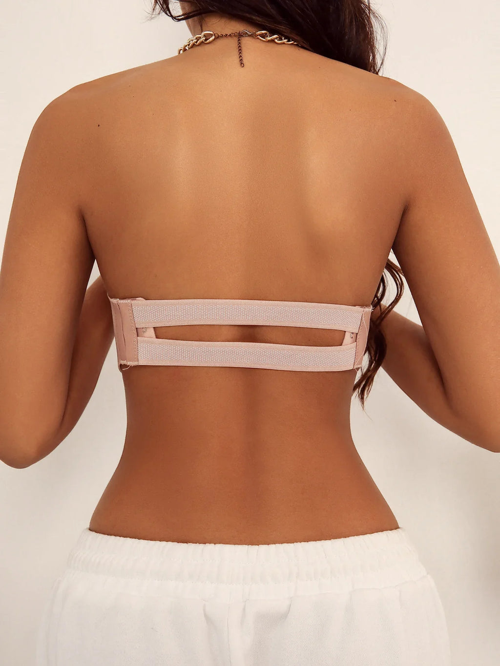 Women's Strapless solid Color underwear With anti Slip Invisible Strap Beautiful Back Bra Sexy Pull up Brassiere 6834