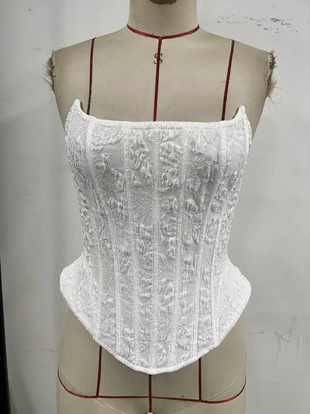 Sexy White Slim Fit Fishone Corset Women Strapless Back Lace-up Diamond Camisole Summer Chic Club Party Ruffles Tank Tops
