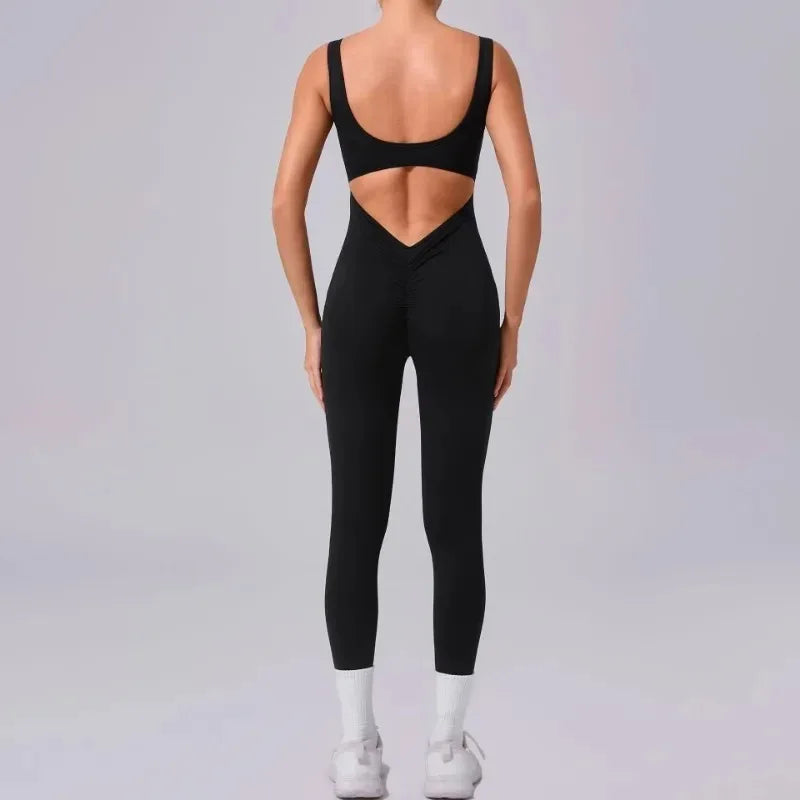 Seamless Yoga Jumpsuits Sports Fitness Hip-lifting Hollow Beauty Back One-piece Workout Running Gym Leggings Bodysuits for Women