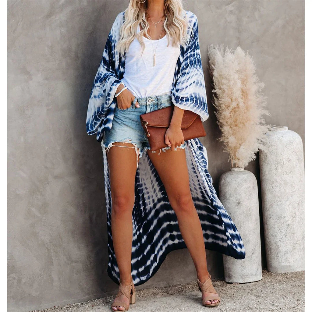 New 10 Colors Printed Long Sleeve With Belt Tunic Beach Cover Up Cover-ups Beach Dress Beach Wear Beachwear Female Women V4521