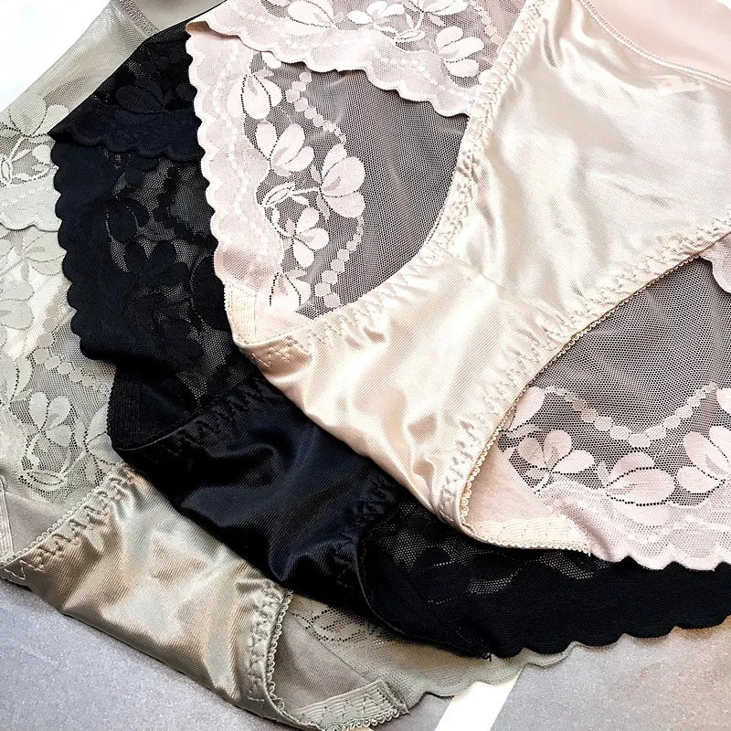 Lace large size high waist underwear women's butt lifting breathable briefs