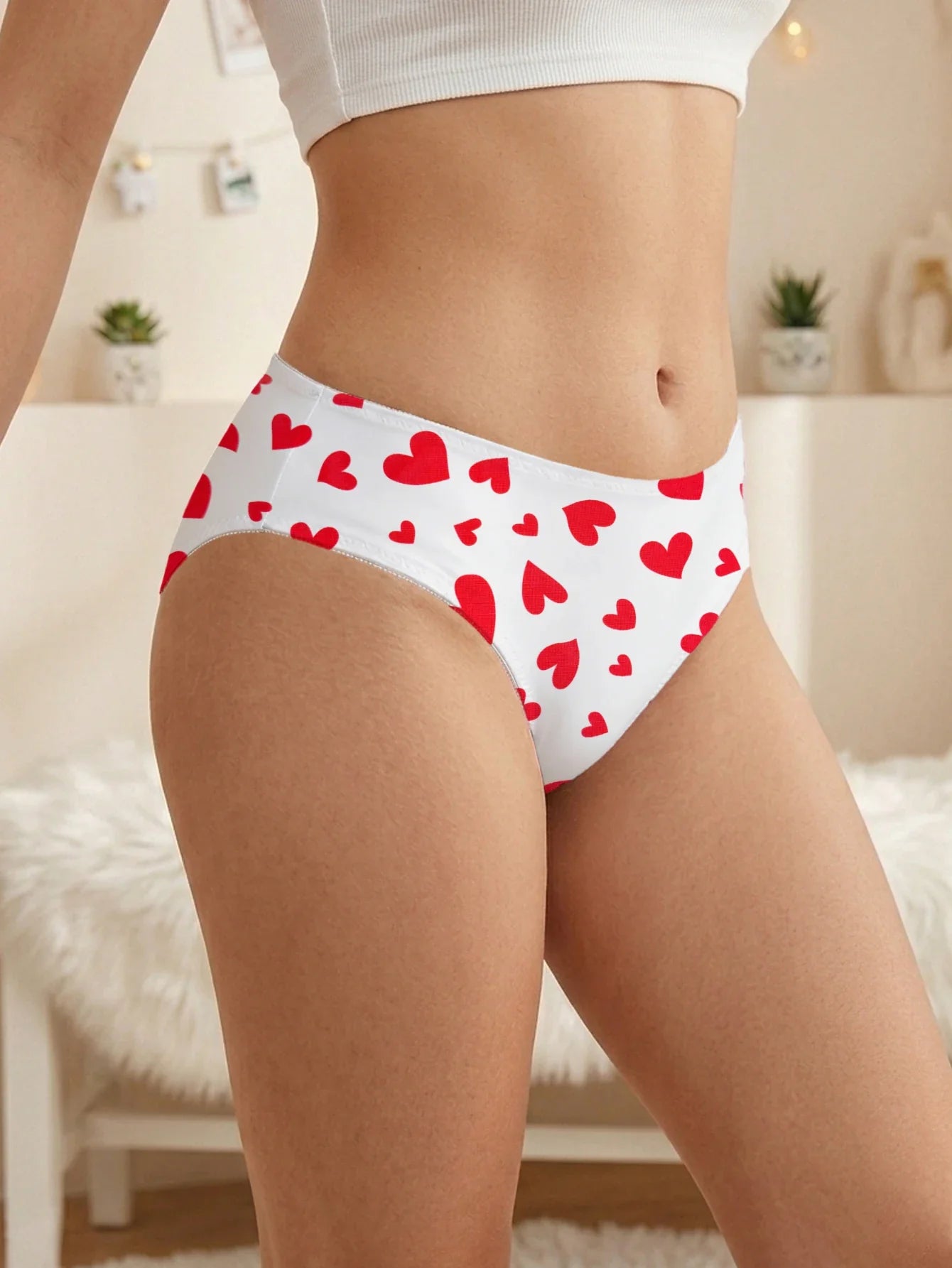 Summer Women's Panties Low Rise Heart Print Underwear Fashion Cute Comfortable Sexy Girl Briefs