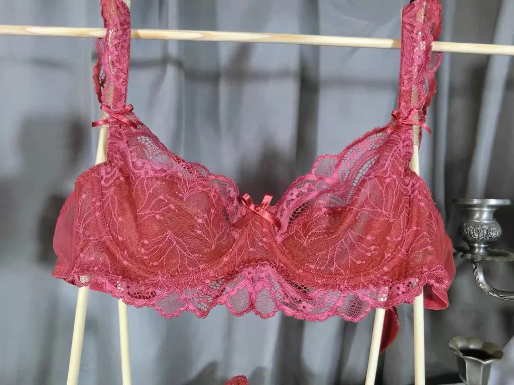 Logirlve Ultrathin Bra Transparent Brassiere Sexy Underwear Plus Size Cup Embroidery Women Lingerie Lace Bras Hollow out