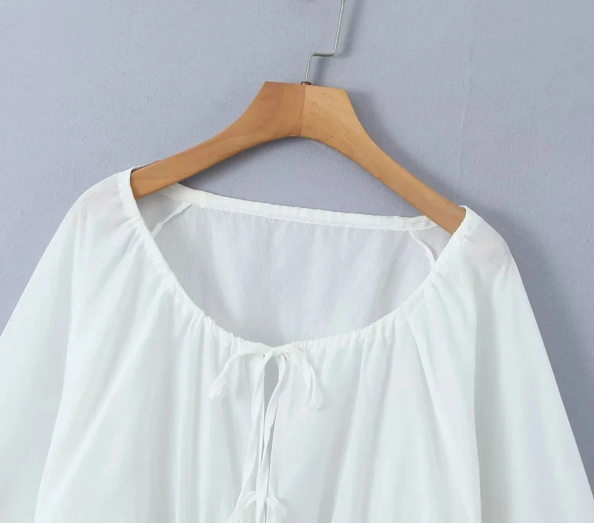 Foridol Tie Up Ruffles Lantern Sleeve White Blouse Women Spring Fashion Pelpum Top 2025 Summer O Neck Beach Casual Chic Blusa