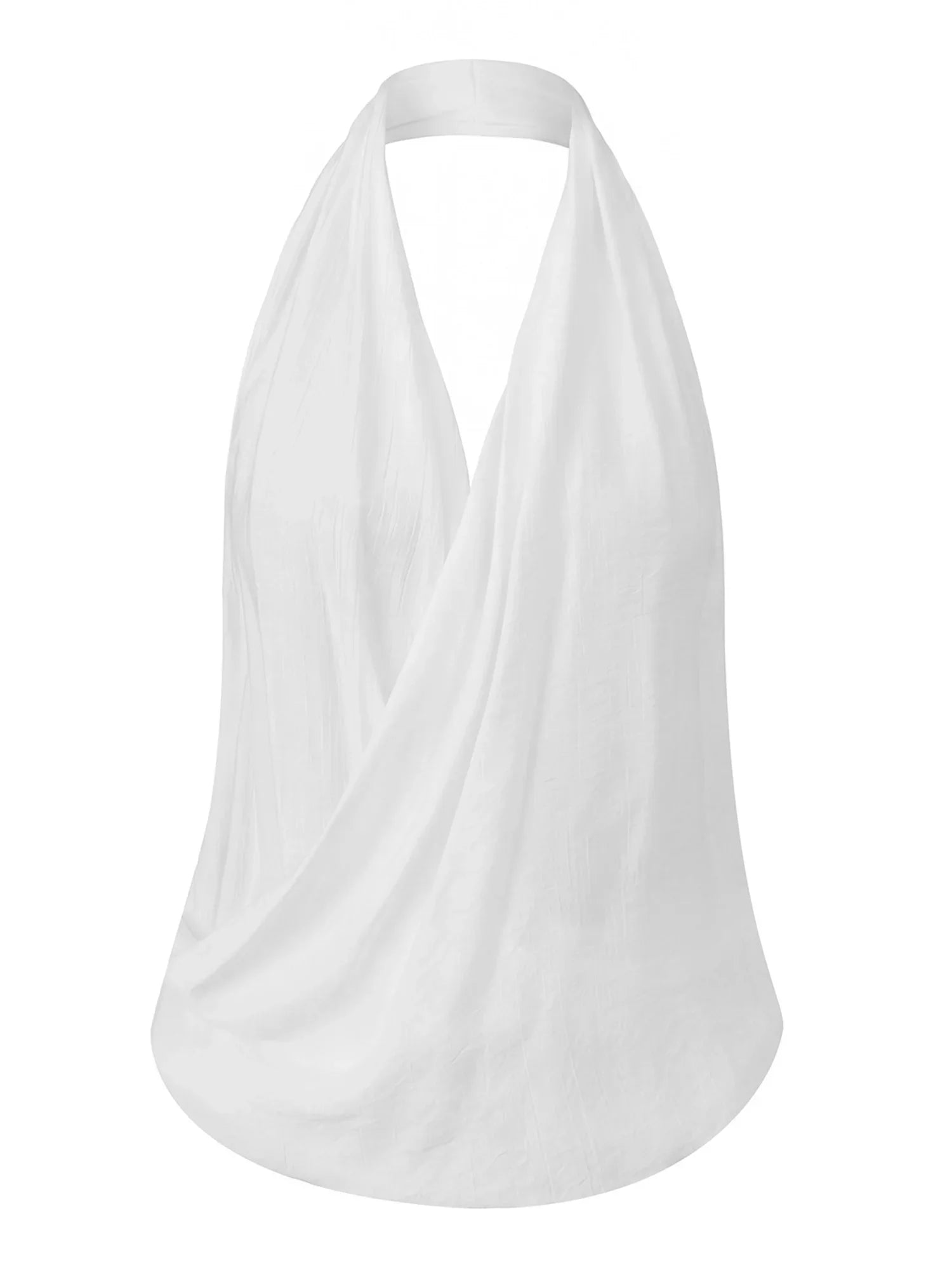 Women’s Summer Solid Color Halter Tank Tops Fashionable Loose Fit V Neck Backless Going Out Vest