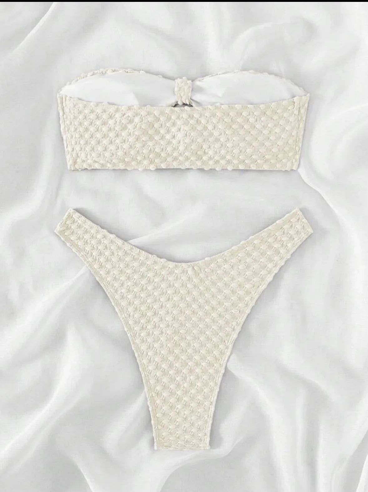 sexy wrinkled bandeau bikinis sets two pieces high waist padded bathing suit beach wear women thong bikini swimsuits