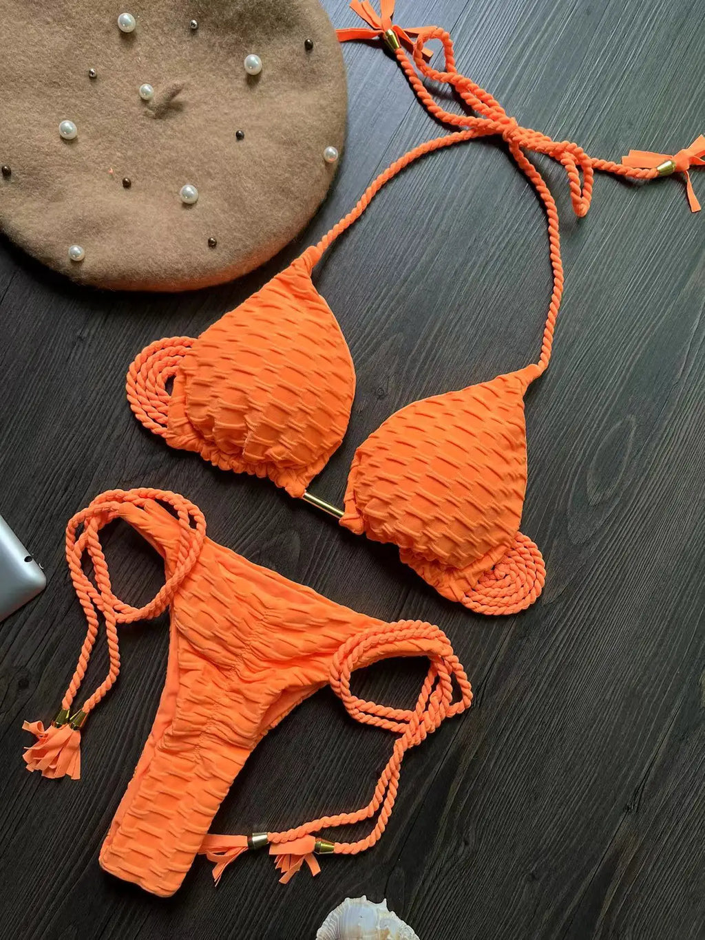 2026 new sexy bikini set with braided straps and split swimsuit 2-piece beach swimsuit