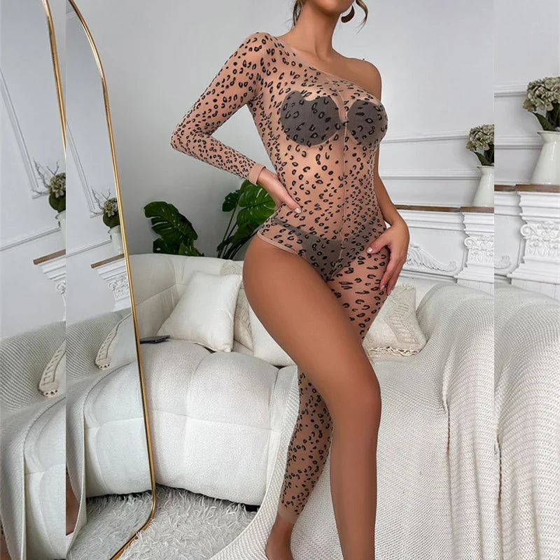New Women's Single Leg Socks Leopard Print Tights Plus Size Body Stockings Sexy Ladies Lingerie Fashion Hot Costume Underwear