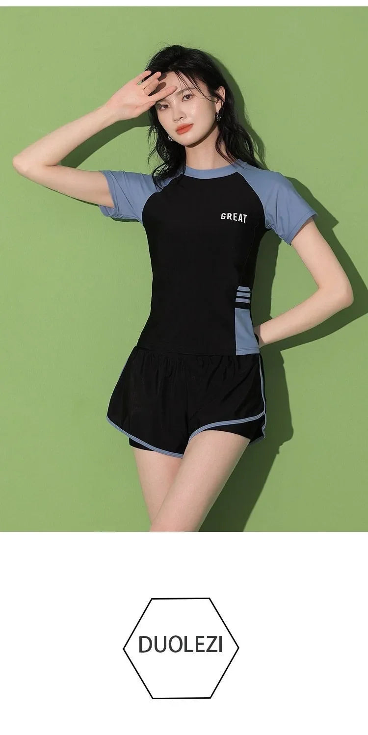 Swimsuit Women's Summer Split Casual Sports Plus Size Swimsuit Conservative Slimming Swimming Pool Swimming Equipment