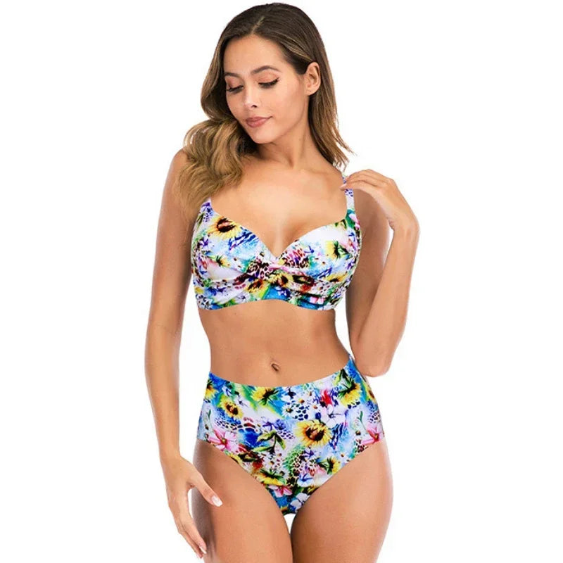 Sexy Bikini Women Push Up Swimwear Swimsuit Flower Print High Waist Bikinis Set Bathing Suit Beach Bikini Banadores Mujer 2026
