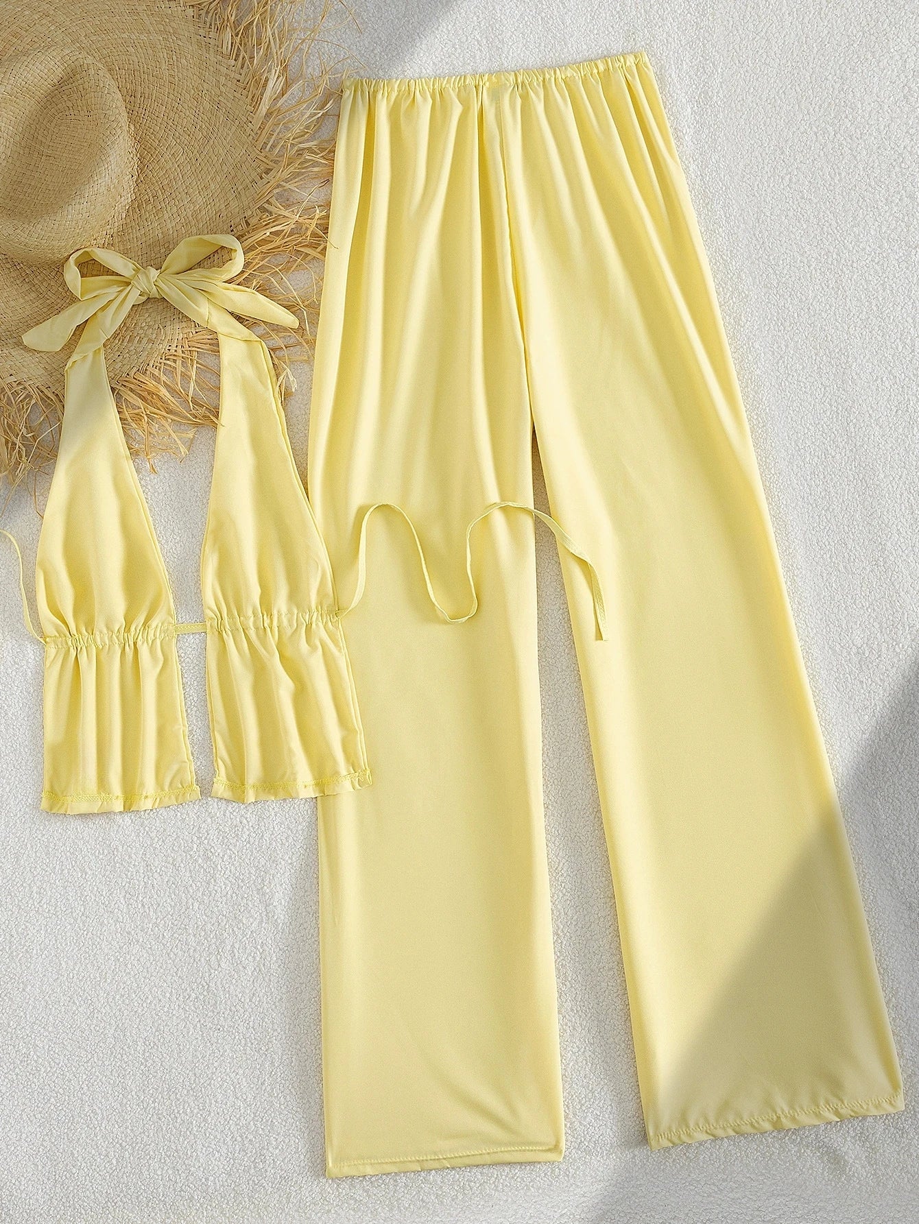 Sexy Yellow Bikini Set 2026 Women Pleate Push Up Bra Drawstring High Waist Swimsuit Beach Bathing Suit Holiday 2 Piece Swimwear