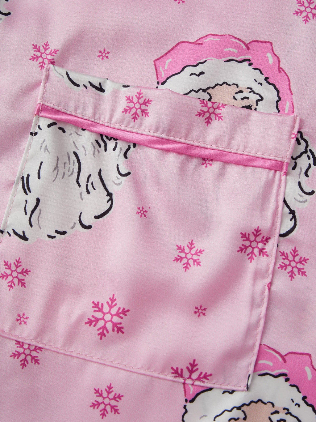 Women Satin Christmas Pajamas Sets Long Sleeve Santa Claus Print Tops with Elastic Waist Pants Two Pieces Sleepwear