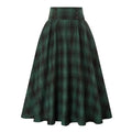 High Waist A-Line Skirt Women Midi Skirt Plaid Print Large Hem Design Autumn Winter Skirt Streetwear