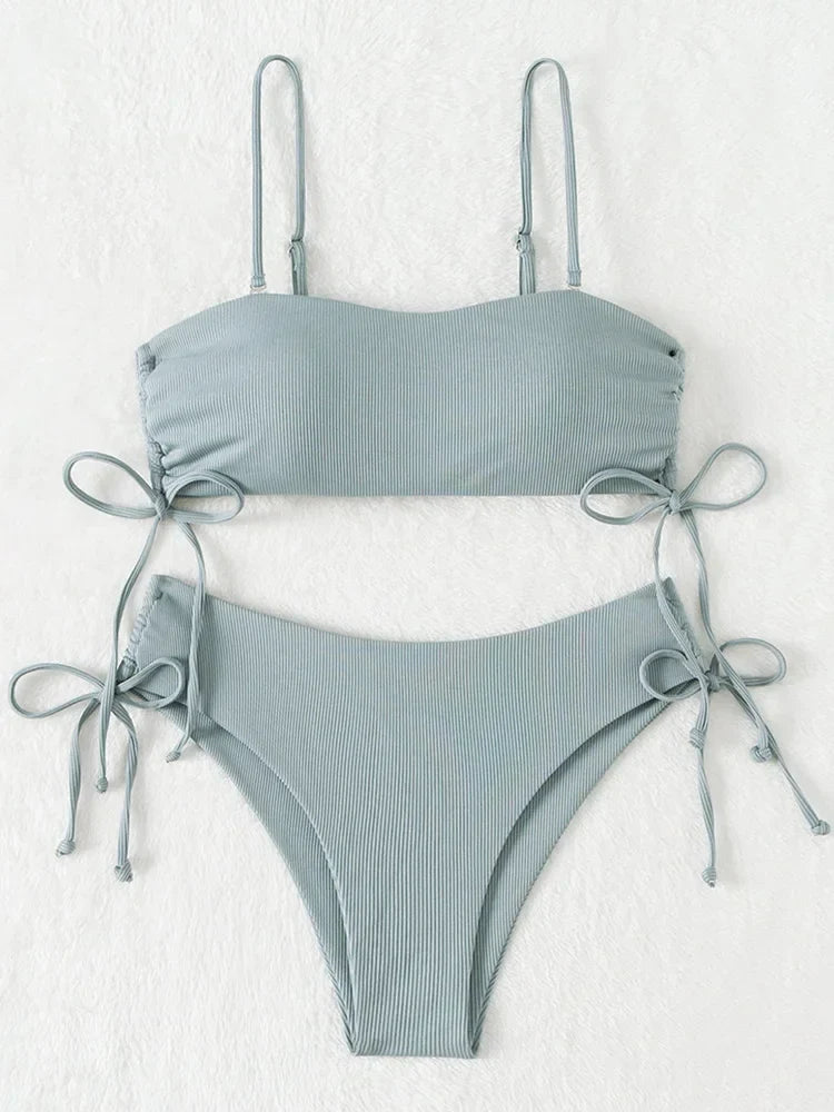 Sexy Bandeau Bikinis 2025 Women Brazilian Swimwear Female Swimsuit Two Pieces Bikini Set Bather Bathing Suits Girls Beach Wear