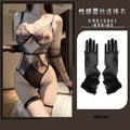 Sexy Lace One-piece With Bra Hollow-out Design Date Outfit Sexy Backless Deep V Suspenders Sleeveless Bodysuits Playful L7FE