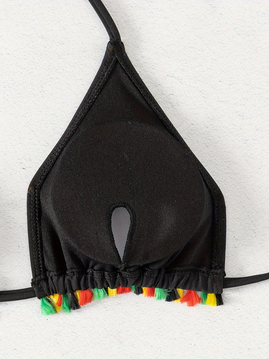 ZTVitality Tassel Trim Triangle Halter Tie Strap Backless 2024 New Arrival Padded Sexy Swimsuit Women Swimwear Summer Biquini