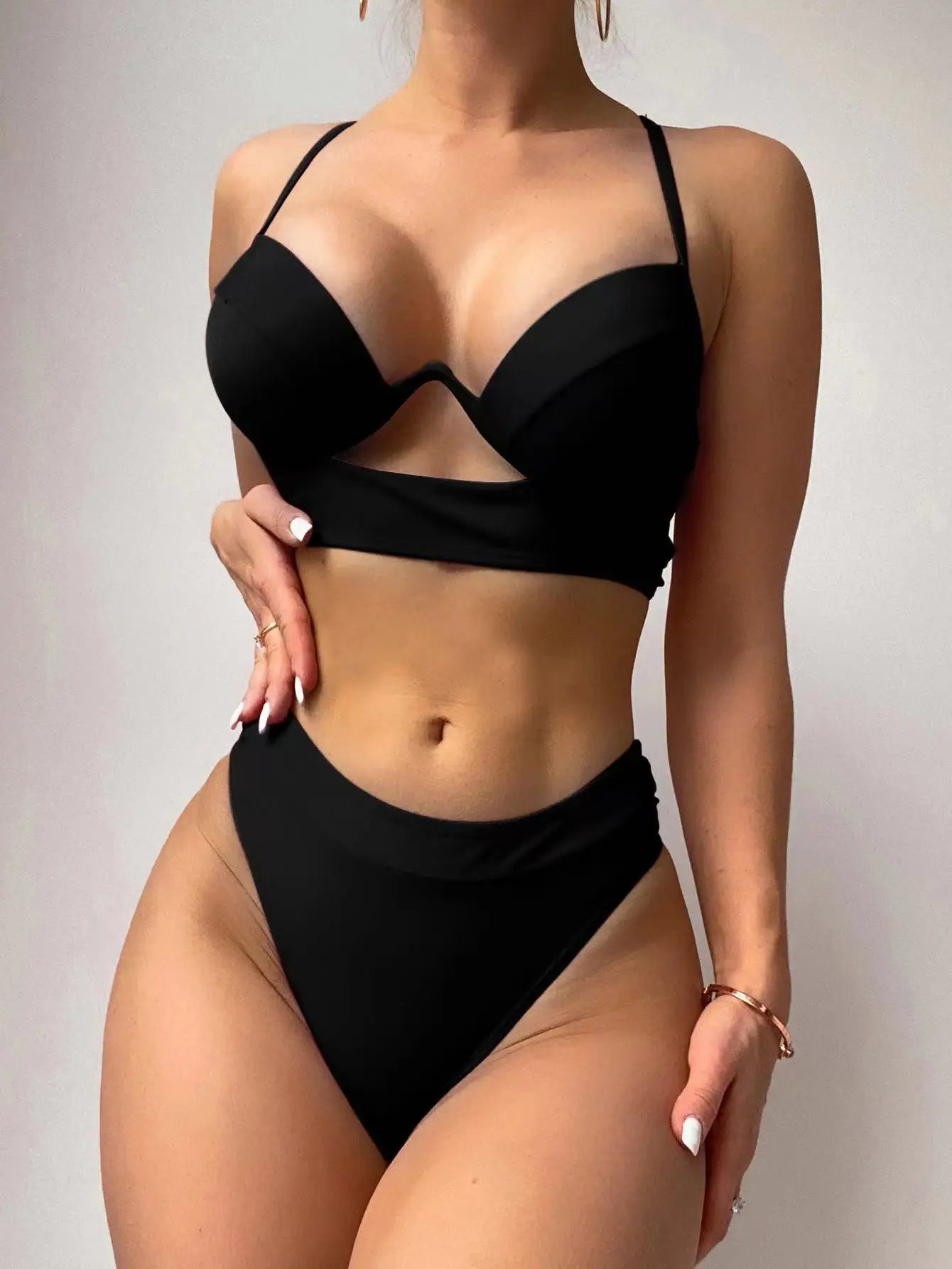 2024 Sexy Bikinis Women Solid Color Swimwear Female Swimsuit Swimming Bathing Suits Brazilian Bikini Set Beach Wear Bather Pool