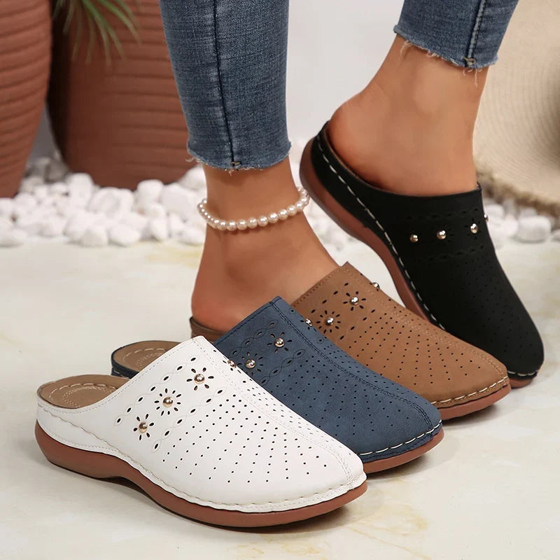 Lightweight Wedge Heel Mules Slippers Women Summer Hollow Out Slides Shoes Woman Plus Size Thick Sole Outdoor Sandals Female