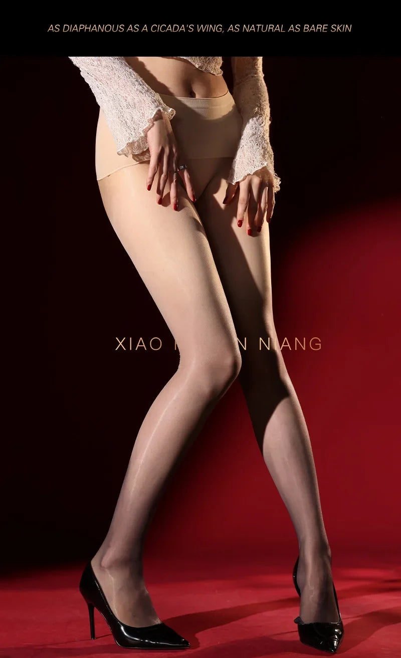 Dual-Color Aurora Pantyhose Gradient Sexy Gradient Shiny Seamless Deep Crotch Tights Black Stockings Transparent Mesh Charm 4YR1