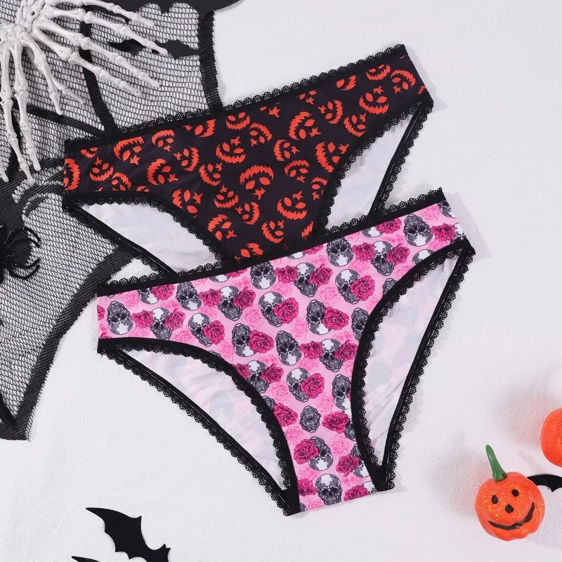 Halloween New Style Women's Briefs Lace Sexy Low-Waisted Seamless Invisible Girl's Underwear Soft Breathable Panties For Party