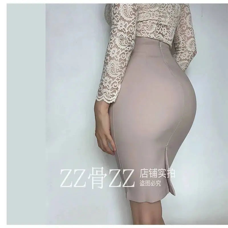 WOMENGAGA Mid Length Skirt For Elegance Apricot Slim Mini Dress Sweet Sexy Korean Women 2023 Skirts High Waist Fashion HGR0