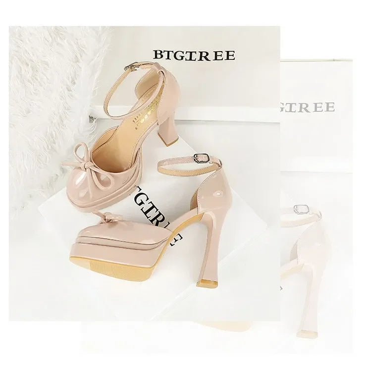 BIGTREE Model Catwalk Sequined Platform Pumps for Women Sexy Bowknot Party Nachtclub Stripper Heels Pole Dance Shoes Size 34-40