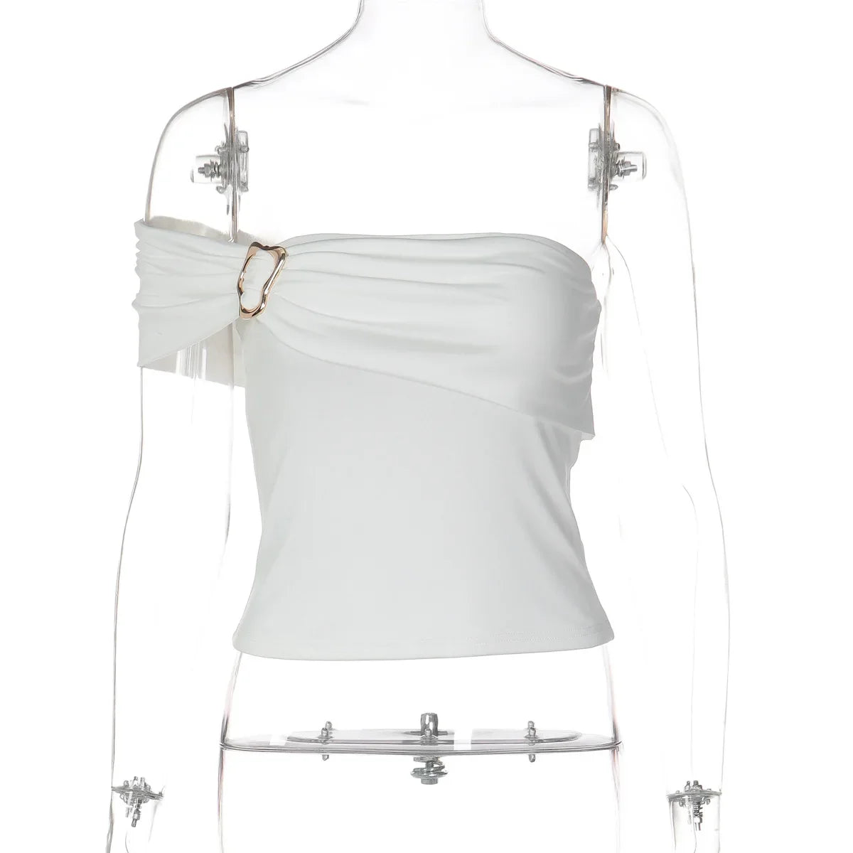 FDYOUI 2026 Woman Off Shoulder Irregular Tank Tops Elegant Sexy Sleeveless Slim T-shirt Ladies Backless Crop Top Y2K Streetwear