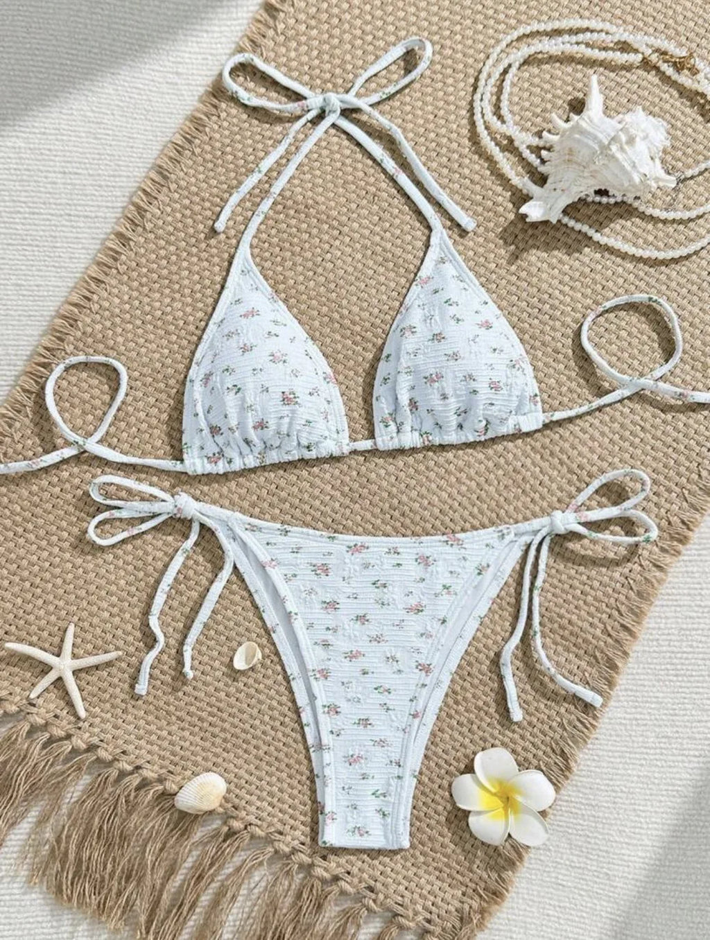 sexy floral print halter bikinis sets biquini micor string tie swimsuit Swimwear Biquini conjunto de bikini tankini beachwear