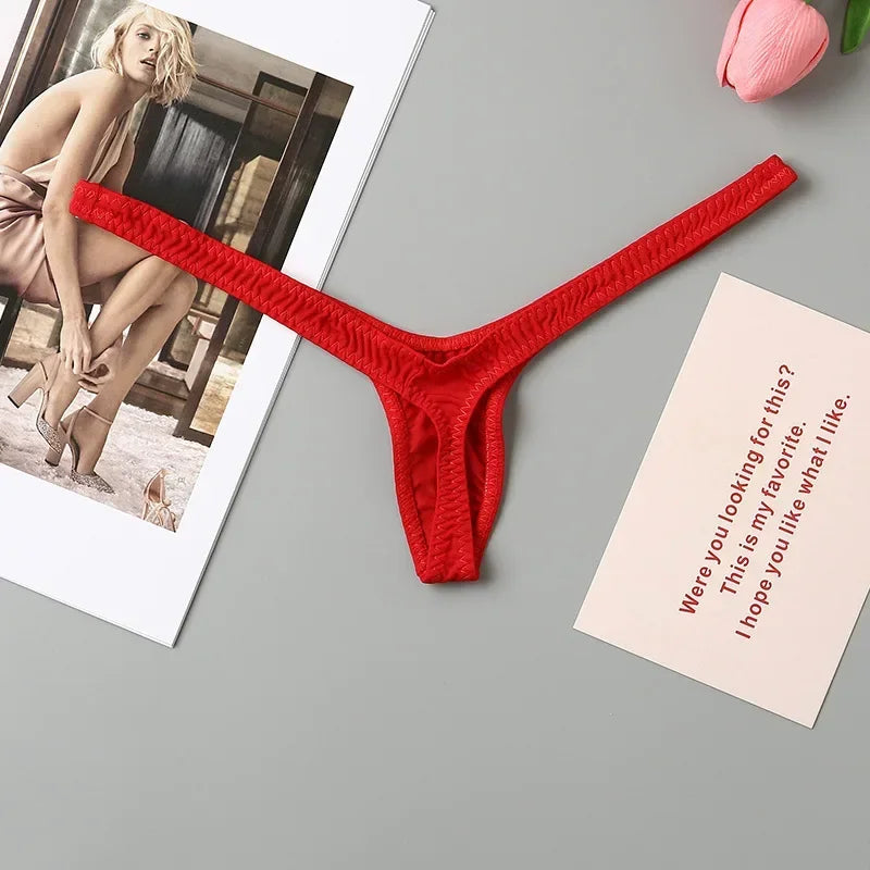 4PCS Thong Sexy Low Waist Mini Panties Deep V Thong Women's Breathable One Line Bikini Bottom Thong Female Panty Women Underwear