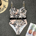 Ribbed Push up Underwired Metal Chain Women Swimwear One Piece Swimsuit Female Waist Belt Monokini Bather Bathing Suit Swim Lady